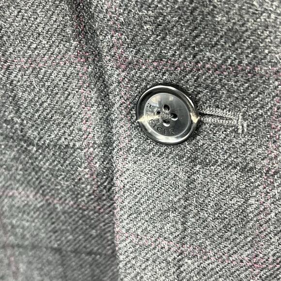 Tommy Hilfiger Dark Gray Plaid Worsted Wool Blazer Sport Coat Jacket 42L - Picture 6 of 12